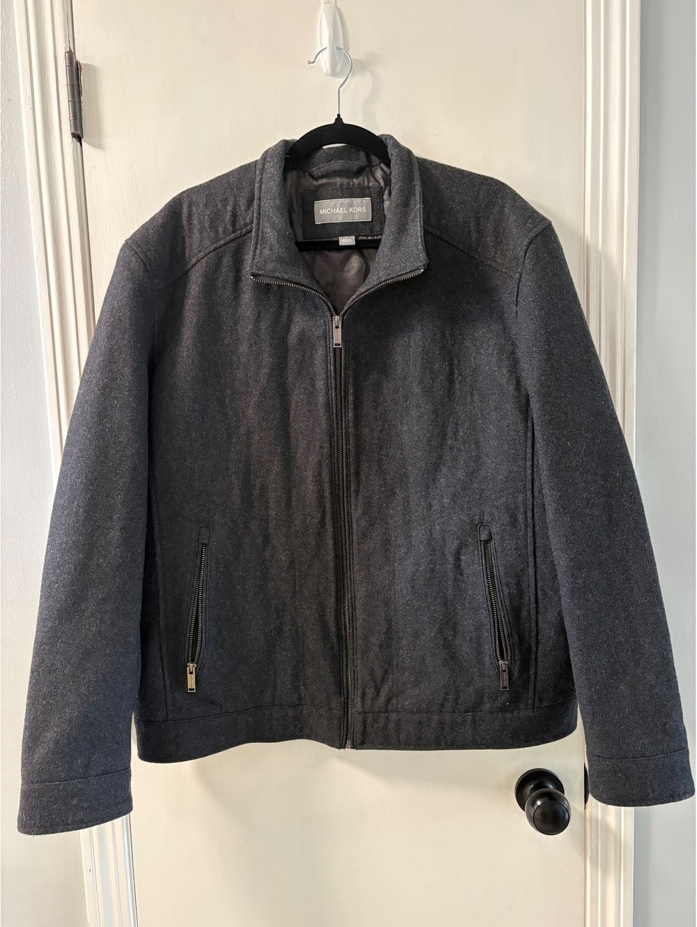 Michael Kors Men's Large Gray Wool Blend Zip-Up Jacket